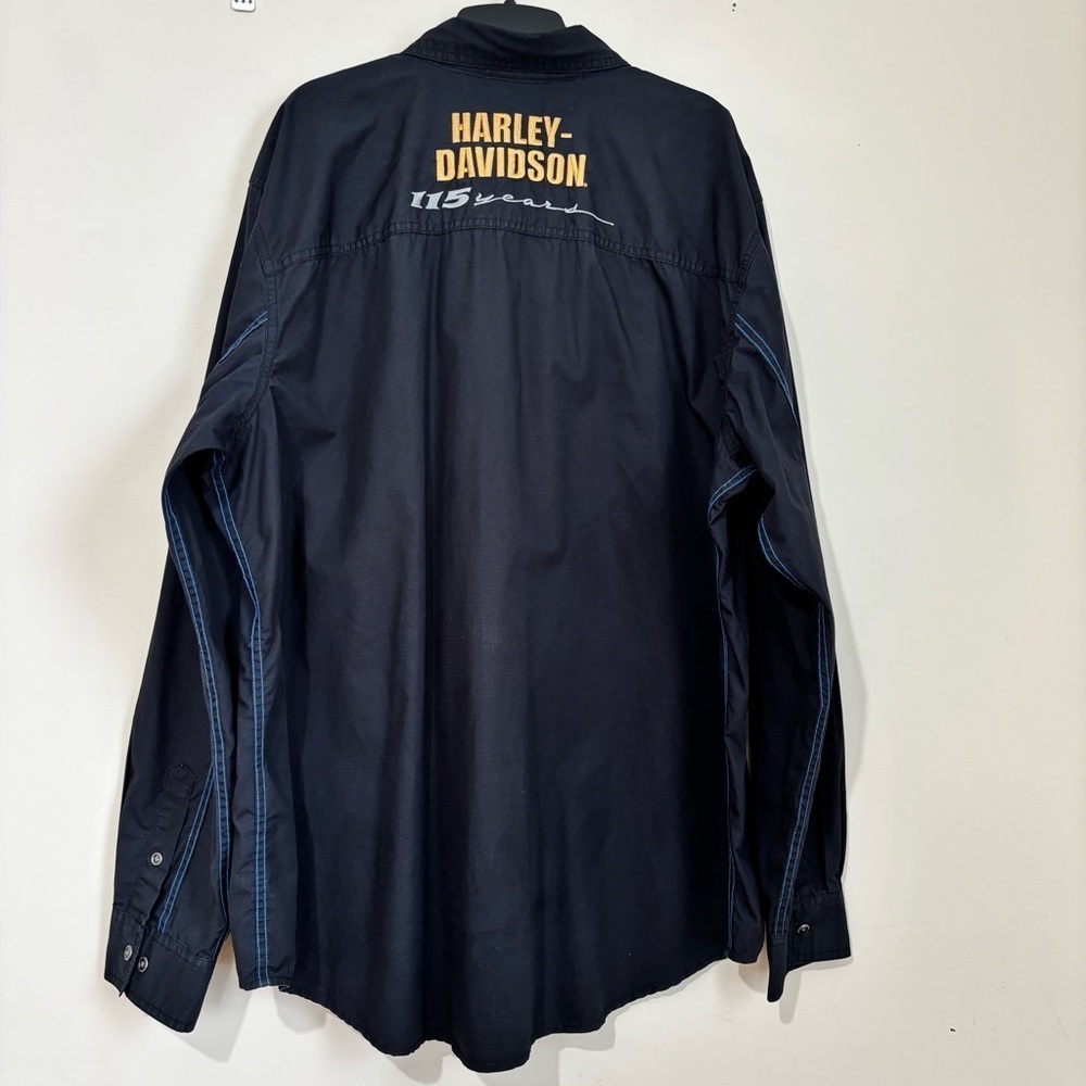 Genuine Harley-Davidson men XXL Embroidered Black Long Sleeve Button Down Shirt